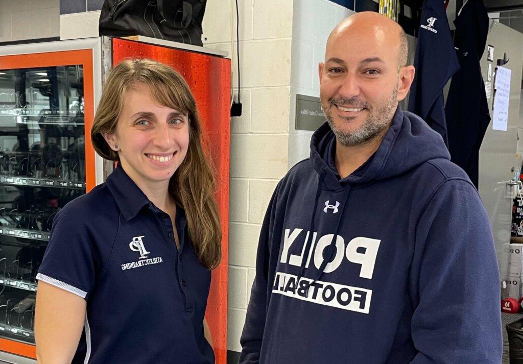 Athletic trainers John Pomponio and Alyssa Alaimo